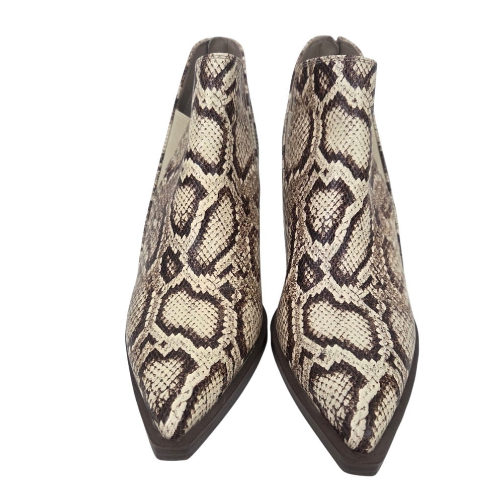 Vince Camuto Gradina Leather Ankle Boots Womens 7 Python Snake Print Block Heel - Picture 2 of 12